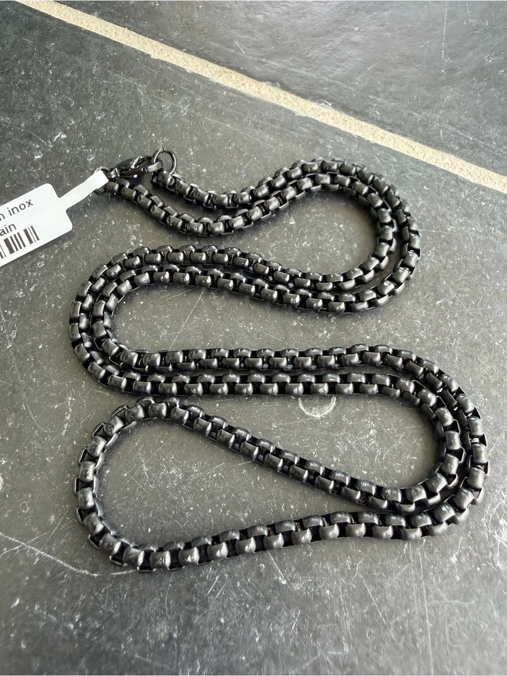 Black Stainless Steel Box Chain Necklace - INOX Men Accessories 24”